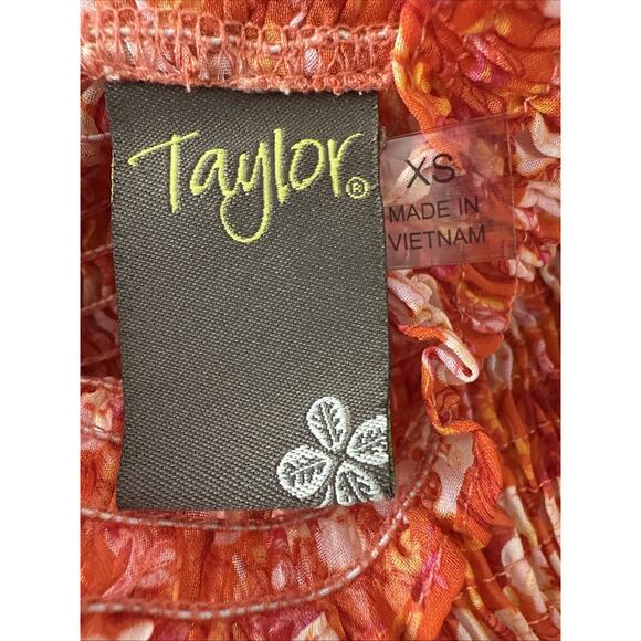 Taylor Women’s XS Boho Sheer Tiered Ruffle Floral Smocked High Neck Mini Dress - Picture 5 of 9